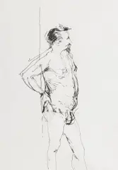 Patrick Procktor, R.A., R.W.S., Study of male nude, pen on paper