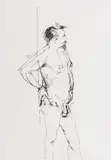 Patrick Procktor, R.A., R.W.S., Study of male nude, pen on paper