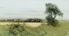 James F T Morrison Rsa Rsw Lld, Fields, near Montrose, oil on board