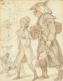 Thomas Rowlandson, A gentleman with a young student, pen and grey ink and watercolour on paper