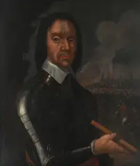 Oliver Cromwell stood before the siege of a city by Robert Walker, oil on canvas, sold Jun 2025