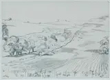 Ploughed field valley by Sir William George Gillies Cbe Lld Rsa Pprsw Ra, pencil, sold Mar 2025