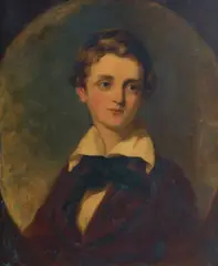 George Romney, Portrait of a boy with large collar and bow, oil on canvas