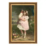 Euphémie Muraton, A Girl and Her Dog, oil on canvas