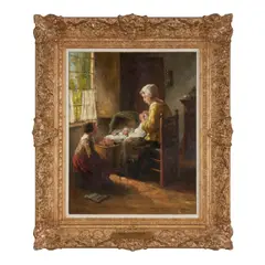 Bernard de Hoog, Tending to the Baby, oil on canvas