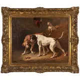 Alfred de Dreux, Trois Chiens, Un Os, 1858-59, oil on canvas
