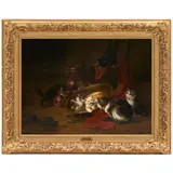 Léon Huber, Chats Jouant, 1905, oil on canvas