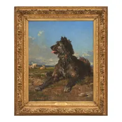 Charles Hermann-Léon, Guarding the Flock, oil on canvas