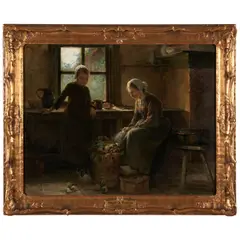 David Birdsey Walkley, Peeling Vegetables in the Kitchen, oil on canvas