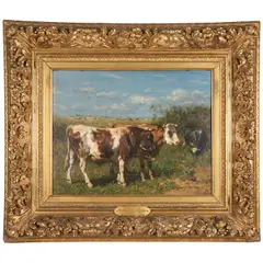 Johannes Hubertus Leonardus de Haas, Landscape with Cattle, oil on panel