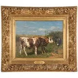 Johannes Hubertus Leonardus de Haas, Landscape with Cattle, oil on panel