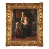 Bernard Jean Corneille Pothast, Dressing the Baby, oil on canvas