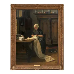David Adolph Constanz Artz, Mending Sheets, oil on board