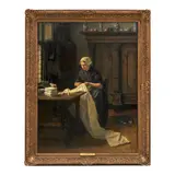David Adolph Constanz Artz, Mending Sheets, oil on board