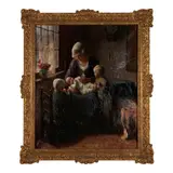 Bernard Jean Corneille Pothast, Admiring the New Arrival, oil on canvas