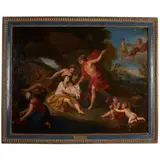 The Infant Bacchus Entrusted to the Nymphs of Nysa by Louis de Boullongne, the younger, oil on canvas, sold Oct 2025