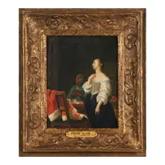 Frans van Mieris the Elder, Woman Standing Before a Mirror, oil on canvas