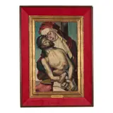 French School, Pietà, oil on panel