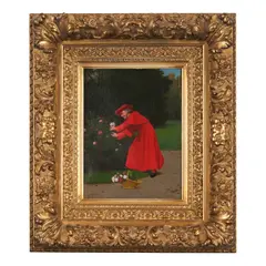 Leo Hermann, Cardinal in the Rose Garden, oil on canvas