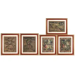 A Set of Five Tapestry Studies by Probably French or Belgian, unsigned gouache on paper, sold Oct 2025