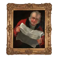 Henry Perlee Parker, Old Man Reading Naval and Military Gazette, oil on canvas