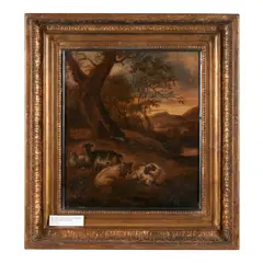Dutch School, Landscape with Sheep and Goats, oil on panel