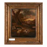 Dutch School, Landscape with Sheep and Goats, oil on panel