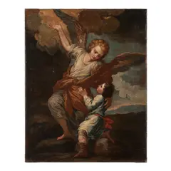 Italian School, The Archangel Raphael and Tobias, oil on canvas