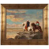 Eugène Fromentin, Two Men on Horseback by the Sea, oil on panel