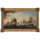 Francis Swaine, An English Squadron Coming About in the Channel in Rough Seas, oil on canvas