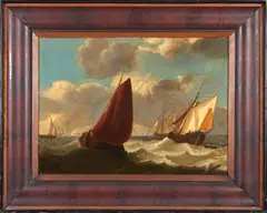 Dutch School, Dutch Vessels on a Choppy Sea, oil on canvas