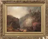 American School, Wanderer in the Gorge, oil on board