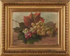 Still Life with Grapes by Andrew John Henry Way, oil on wood panel, sold Aug 2025