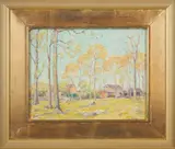 William Chadwick, Farmhouses in Autumn, oil on canvas