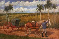 Eduardo Morales, Paisaje cubano con un Quitrín, oil on canvas