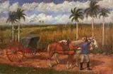 Eduardo Morales, Paisaje cubano con un Quitrín, oil on canvas