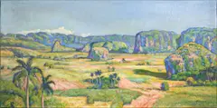 Universo Picazo Carrera, Valle con mogotes, oil on canvas