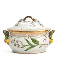 Royal Copenhagen, Flora Danica Soup Tureen and Cover, gilded and polychrome enamel decorated, twig handles with flower terminals,  lg