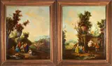 Giuseppe Zais, A Pair of Pastoral Landscapes: The Concert and The Swing, oil on canvas