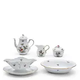 Herend, Porcelain Rothschild Bird Partial Service, each polychrome enamel decorated and with gilt trim, including an upright teapot and cover, ht