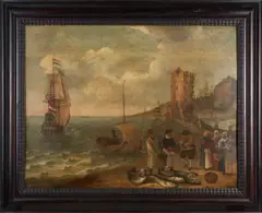 Isaac Willaerts, Fishermen at Shore, oil on panel