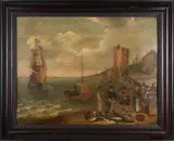 Isaac Willaerts, Fishermen at Shore, oil on panel