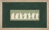 England, late 19th century, by Wedgwood Green Jasper Dip Plaque, silver wood framed 11 1/4 x 18 1/2 in, sold Mar 2025