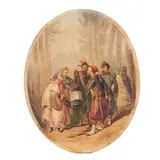 Polish Guard and Peasant Women by Juliusz Fortunat von Kossak, watercolor on paper, sold Mar 2025