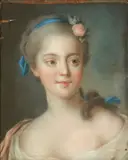 French School, Portrait of A Lady with a Blue Hair Ribbon, pastel on paper