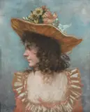 Austrian School, Portrait of a Girl in Flowered Hat
