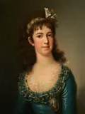 Francisco Bayeu, Portrait of a Lady, Seated Half-Length, in Blue with a Locket Necklace, oil on canvas in the original frame