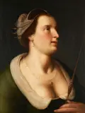 Cornelis Cornelisz. van Haarlem, Bust of a Crowned Woman with a Spear, circa 1624, unsigned; attributed in a pencil inscription (on the reverse)