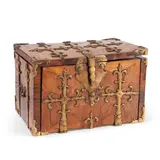 18th century, by Baroque Kingwood Strongbox & Coffre Fort, bronze bound, compartmented interior with two drawers,  lg, sold Mar 2025