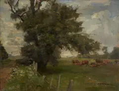 Carl Holsøe, A Summer Landscape with Grazing Cows, oil on canvas